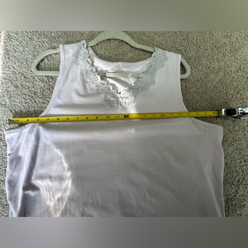 CJ Banks Light Pink Sleeveless Lace-Trim V-Neck Top | Size 1X - Picture 5 of 5